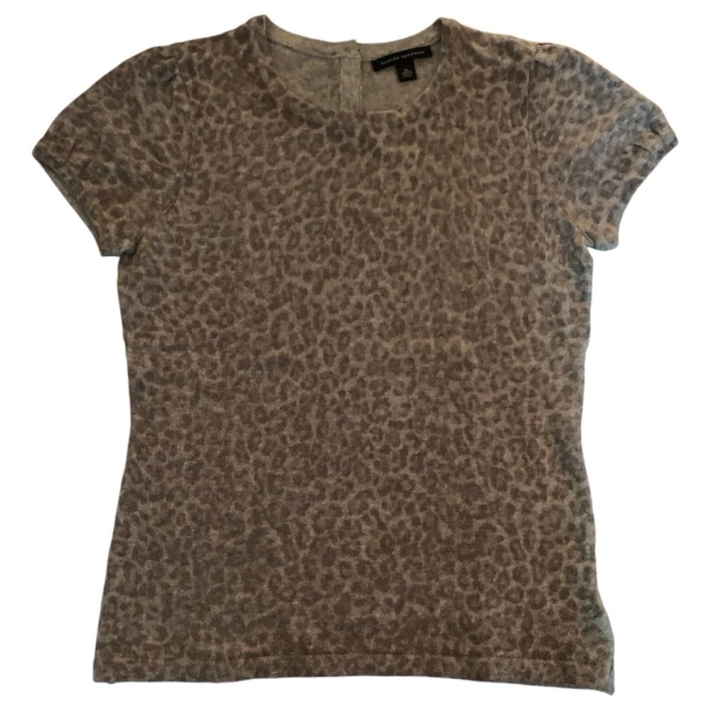 Banana Republic Leopard Print Crew Neck Sweater - Brown and Gray